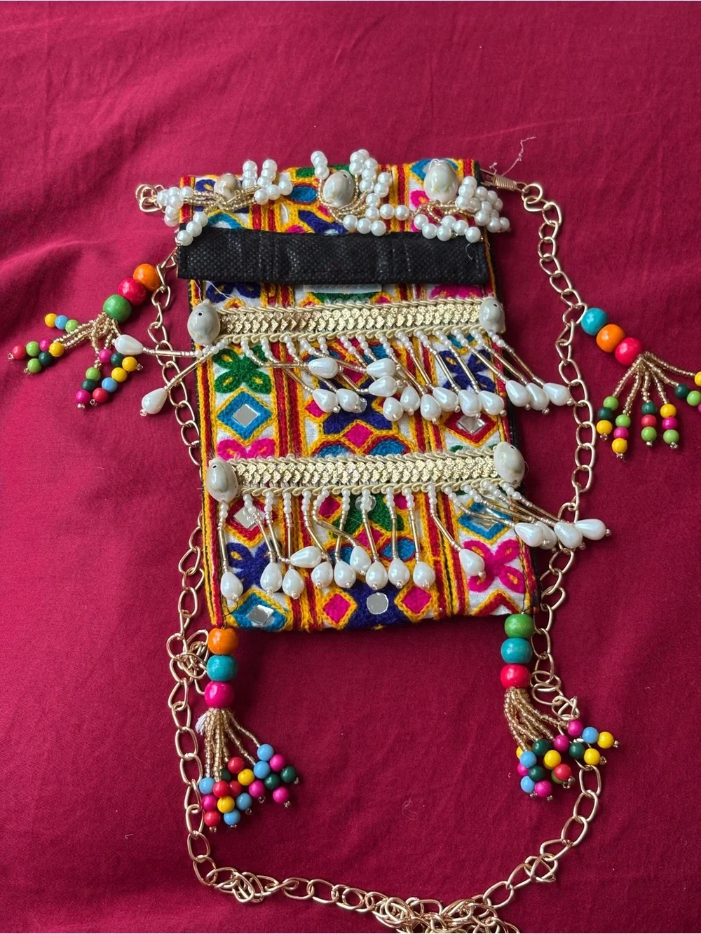 Gujarati Embroidered Phone Pouch Crossbody Bag Navratri